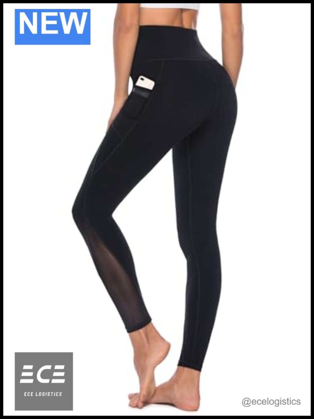 AFITNE Women's High Waist Mesh Yoga Leggings with Side Pockets Tummy Control